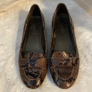 Talbots faux snake slip on loafers Samoan snake print leather